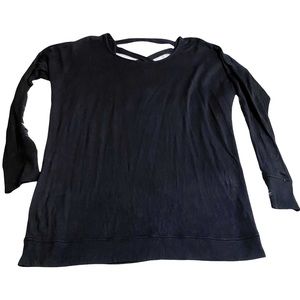 Athleta Black Criss Cross Back Modal Top Solid Comfy Essenti Size Small RN 54023